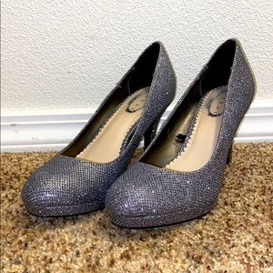 Debut Silver Glitter Heels Size UK 4/US 7